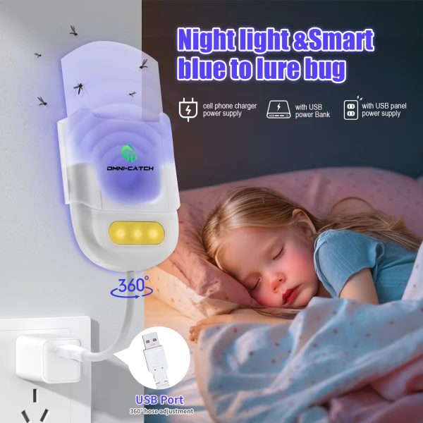 OMNI CATCH Multi-Functions Baby-Friendly Night Light Flying Insect Trap Catch Fruit Flies Gnats for Indoor and Outdoor - Image 3