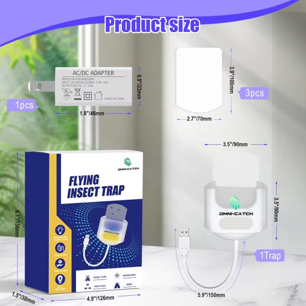 OMNI CATCH Multi-Functions Baby-Friendly Night Light Flying Insect Trap Catch Fruit Flies Gnats for Indoor and Outdoor - Image 2