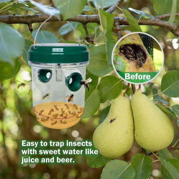 Solar Powered UV LED Light Bee Trap Reusable Outdoor Hanging Hornets Yellow Jacket Catcher for Pest Control - Image 5