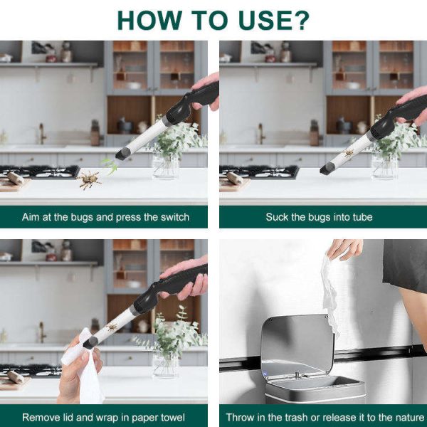 Eco-friendly Portable Battery Operated Insect Vacuum Sucker Stick Handheld Critter Catcher Wand for Pest Control - Image 4