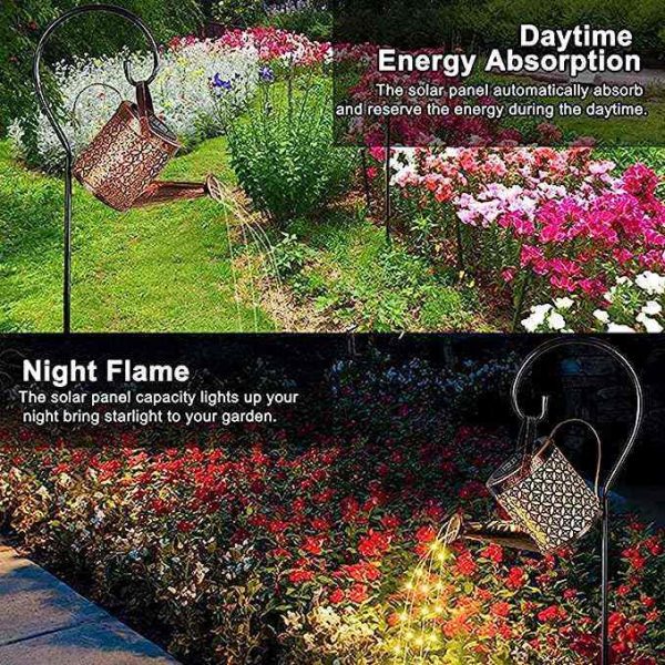 Outdoor Waterproof Solar Fairy Lights ABS Patio Yard Pathway Plant Vine Lights Hanging Metal Waterfall Watering Can New Design - Image 6