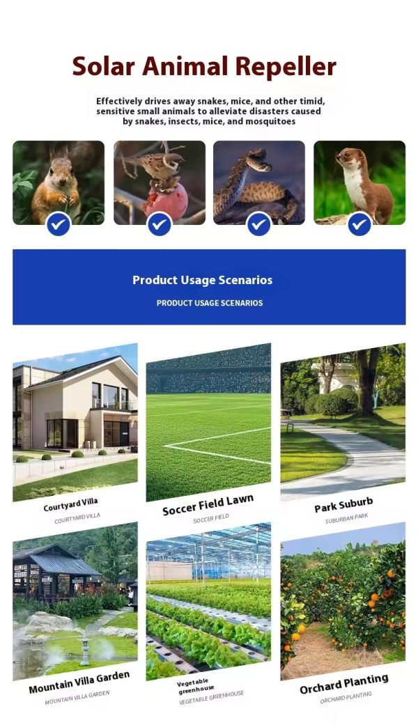 OMNI CATCH 2025 Best Selling Waterproof Led Flashing 360degree Wild Animal Deterrent Solar Powered Ultrasonic Animal Repeller - Image 5