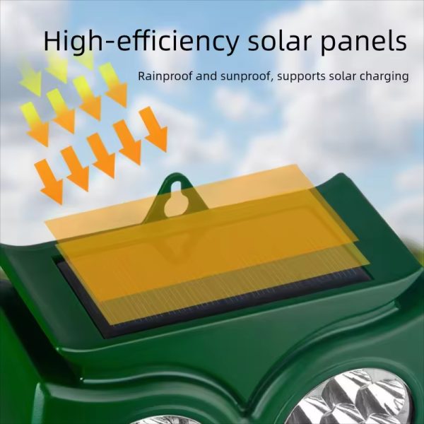 IP65 Solar LED Light Source New Infrared Sensor Ultrasonic Dog Snake Bird Mouse Repeller Solid ABS Material for Animals - Image 3