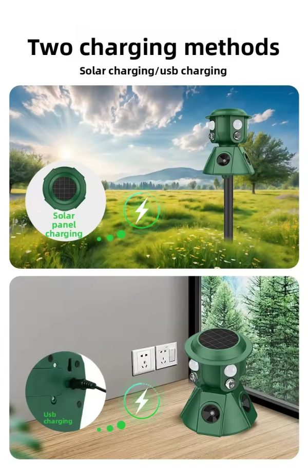 OMNI CATCH 2025 Best Selling Waterproof Led Flashing 360degree Wild Animal Deterrent Solar Powered Ultrasonic Animal Repeller - Image 6