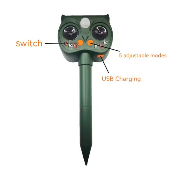 OMNI CATCH Easily Installation Modes Adjustable Alarm Led Flashing Solar Powered Ultrasonic Animal Pest Repeller - Image 4