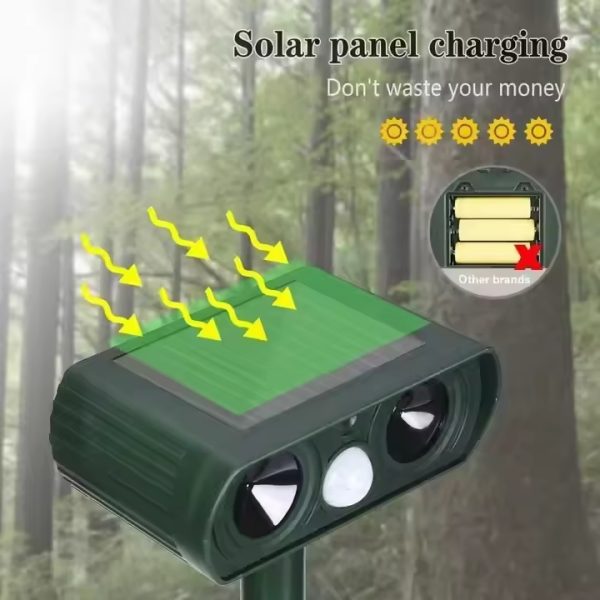 Best Selling Dual Horn Solar Ultrasonic Pest Repeller Effective Animal Control for Bird and Animal - Image 2