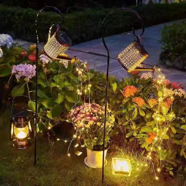 Outdoor Waterproof Solar Fairy Lights ABS Patio Yard Pathway Plant Vine Lights Hanging Metal Waterfall Watering Can New Design - Image 4